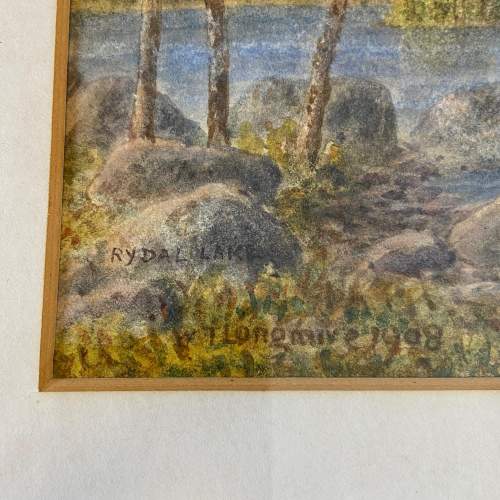 Early 20th Century Lake District Watercolour Painting - Rydal Lake image-4