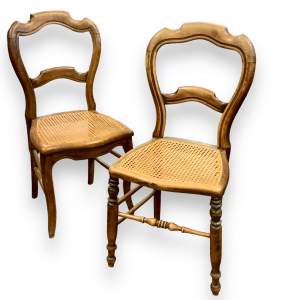 Near Pair Antique Bergere Side Chairs