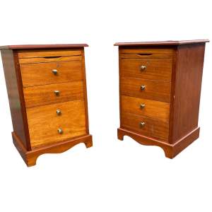A Pair of Utilitarian Oak Cabinets with Drawers