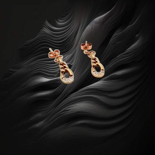 Gold Diamond Earrings image-1