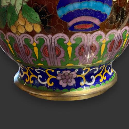 Pair of Vintage Floral Cloisonné Vases image-4