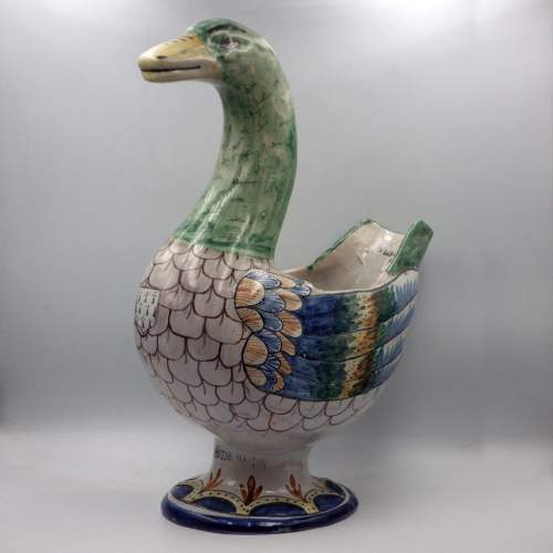 Henriot Quimper 19th Century French Faience Pottery Large Grande Maison Duck image-1