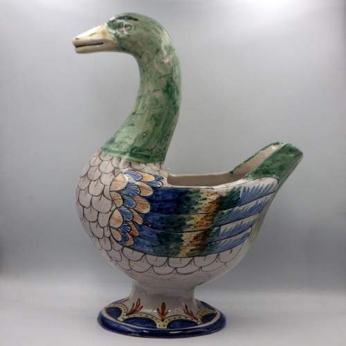 Henriot Quimper 19th Century French Faience Pottery Large Grande Maison Duck image-5