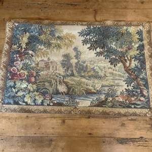 A Stunning Forest Scene French Tapestry With Birds By A Stream