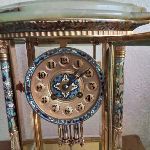 Onyx and Champleve Enamel French Clock image-6
