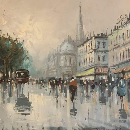 Signed Oil on Board Painting of Edwardian Parisian Scene image-4