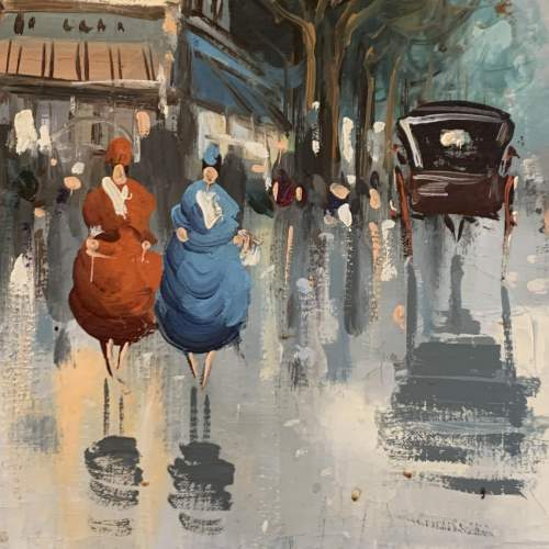 Signed Oil on Board Painting of Edwardian Parisian Scene image-6