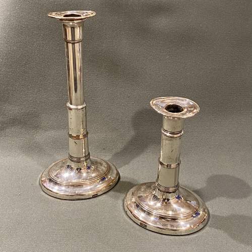 Pair of Victorian Sheffield Silver Plate Telescopic Candlesticks image-1