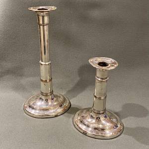 Pair of Victorian Sheffield Silver Plate Telescopic Candlesticks
