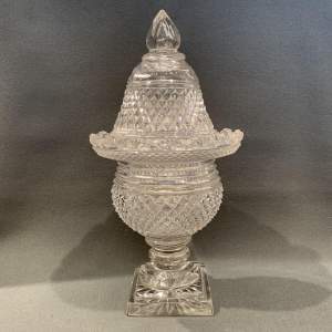 Regency Cut Glass Covered Pedestal Vase