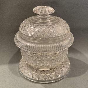 Regency Cut Glass Covered Bowl on Stand