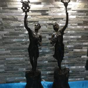 A Pair of Bronzed French Spelter Figures
