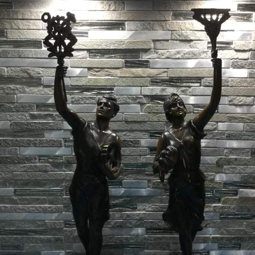 A Pair of Bronzed French Spelter Figures image-3