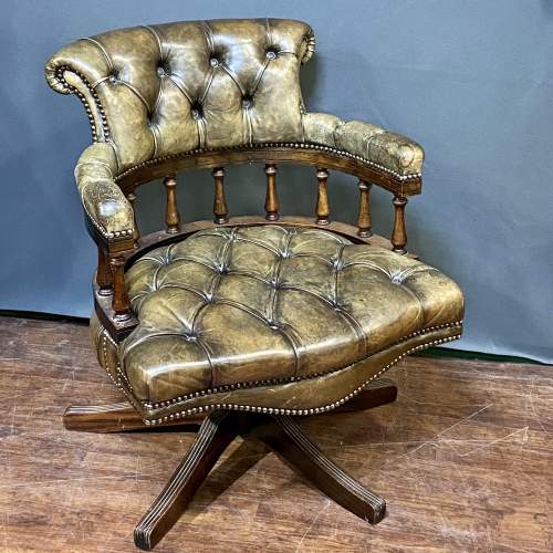 Vintage Swivel Leather Captains Chair image-1
