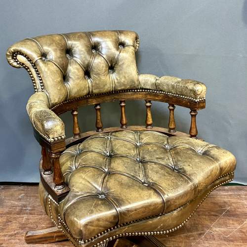Vintage Swivel Leather Captains Chair image-2