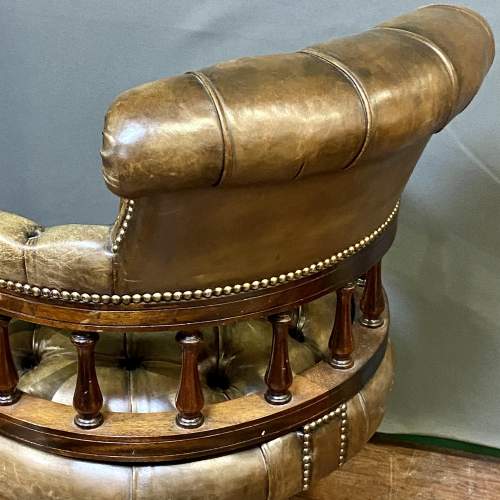 Vintage Swivel Leather Captains Chair image-5