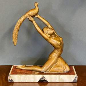 Art Deco Cold Painted Spelter Figure on a Marble Base