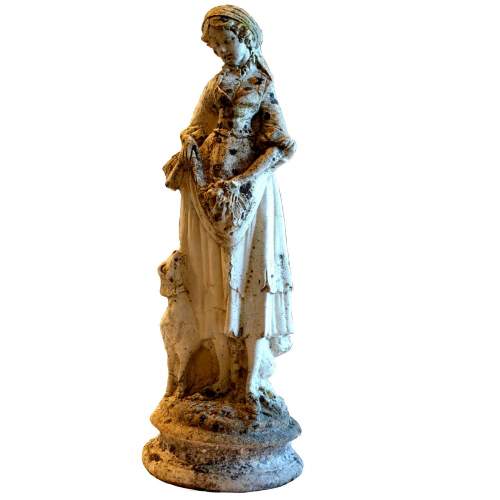 Garden Statue of Shepherdess and Lamb image-1