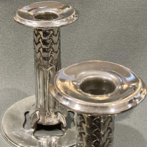 Pair of Liberty and Co Archibald Knox Tudric Pewter Candlesticks image-4
