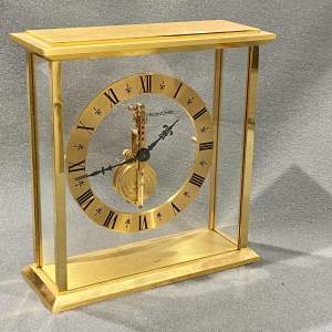 Mid 20th Century Brass Skeleton Mantel Clock by Jaeger Le Coultre