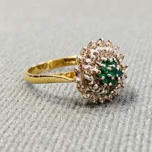 Mid 20th Century 18ct Gold Emerald and Diamond Ring