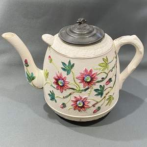 Late 19th Century Victorian Large Creamware Teapot