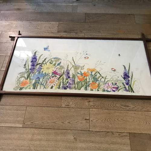 Large Panel of Garden Flowers Hand-Embroidered in wool image-2