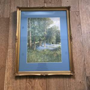 20th Century Watercolour of Bluebell Woods by A. H. Findley 1880 1975
