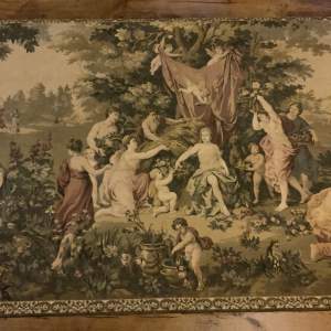 Stunning Old French Tapestry Wall Hanging With Pole Superb