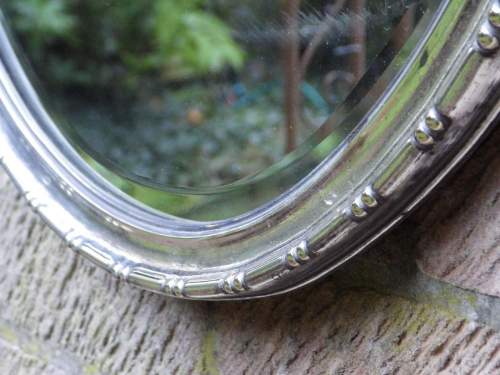 Antique Good Quality Silver Plated Framed Oval Wall Mirror image-4
