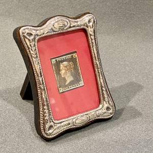 Original 1840s Penny Black Stamp in a Silver Frame