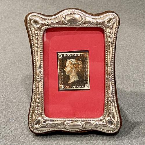 Original 1840s Penny Black Stamp in a Silver Frame image-2