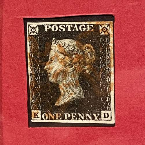 Original 1840s Penny Black Stamp in a Silver Frame image-3