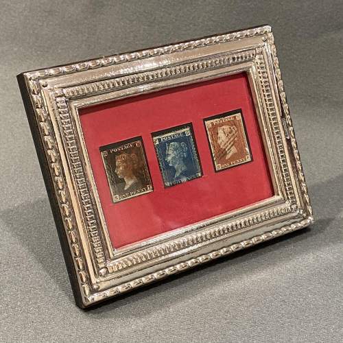 Penny Black Penny Red and 2D Blue in a Solid Silver Frame image-1