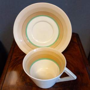 Clarice Cliff Art Deco Banded Conical Cup and Saucer