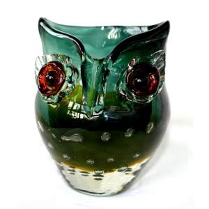 Vintage Glass Owl Vase