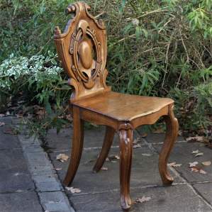 A Fine Victorian Carved Oak Hall Chair