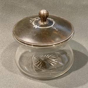 19th Century Silver Inlaid Tortoiseshell and Glass Trinket Pot