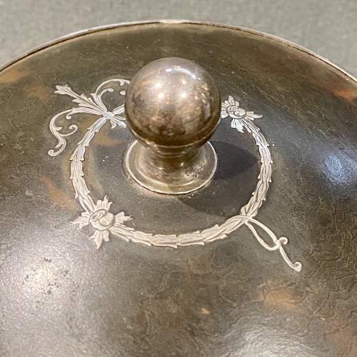 19th Century Silver Inlaid Tortoiseshell and Glass Trinket Pot image-2