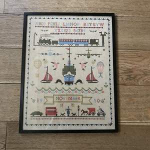 Charming 20th Century Sampler Featuring Old and New Forms of Transport