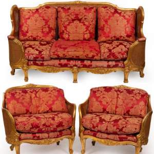 Antique Giltwood Bergere Suite in the manner of Antoine Bonnemain