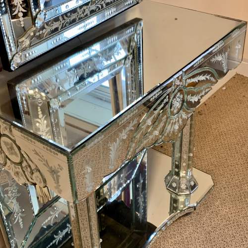 Venetian Etched Glass Console Table and Mirror image-1
