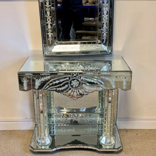 Venetian Etched Glass Console Table and Mirror image-6