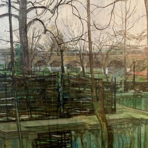 William Bowyer Oil on Canvas Garden Terrace View over the River image-2