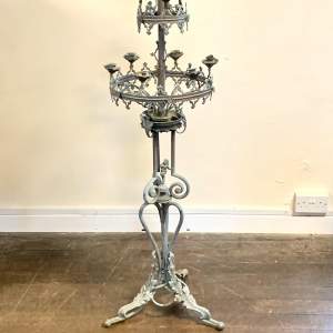 Antique Gothic Large Freestanding Brass Candle Holder