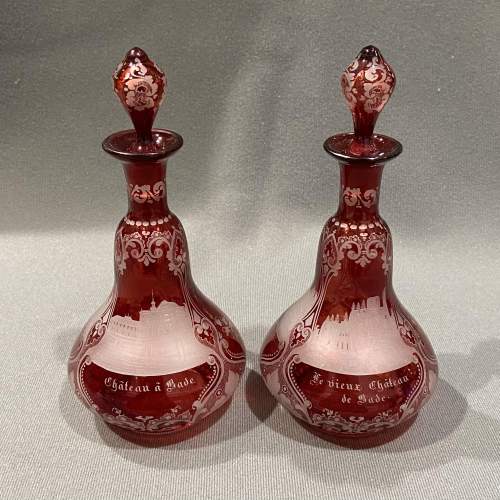 Pair of Victorian Bohemian Glass Decanters image-1