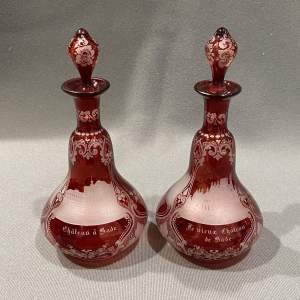 Pair of Victorian Bohemian Glass Decanters