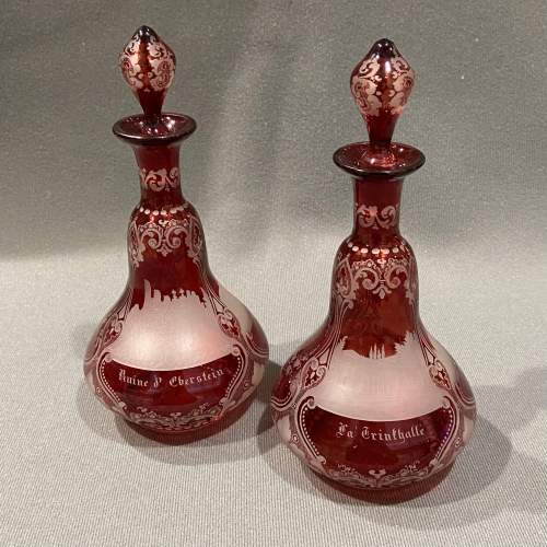 Pair of Victorian Bohemian Glass Decanters image-3