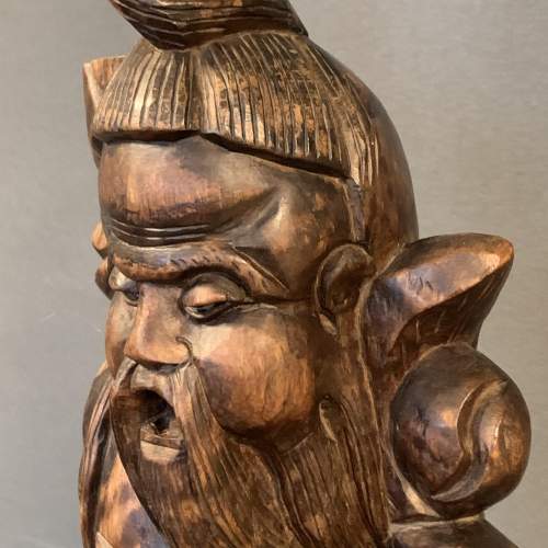 Oriental Carved Hardwood Figural Lamp image-6
