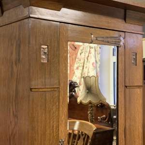 Arts and Crafts Oak Wardrobe with Copper Detailing